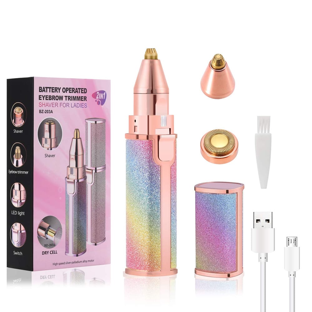 Flawless 2 In 1 Eyebrow Trimmer - With USB Charging Cable And Cleaning Brush